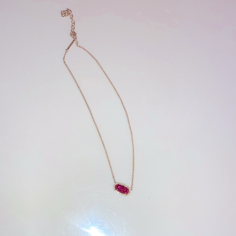 Kendra Scott Elisa Pendant Red Kyocera Opal Gold Chain